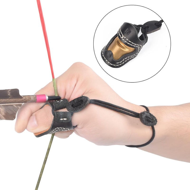 TY Archery Soft Leather & Brass Thumb Ring Archery Finger Protector for Mongolian Reurve Bow Finger Guard for Traditional Bow Shooting - Image 5